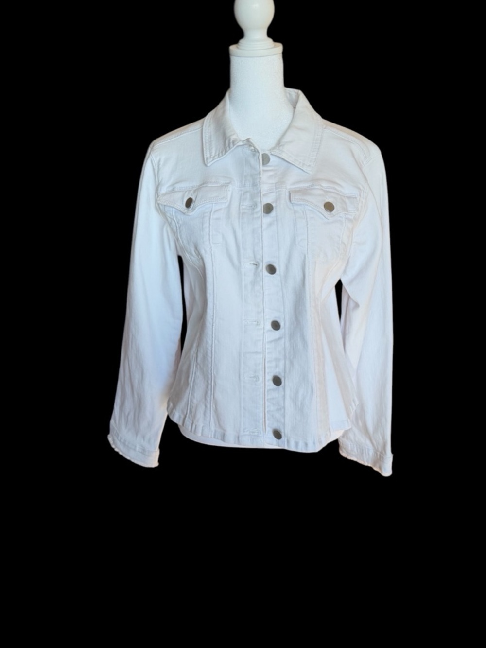 Reba-Dillards Large Classic White Denim Jacket - Women's Lightweight Jean Jacket - Picture 12 of 16